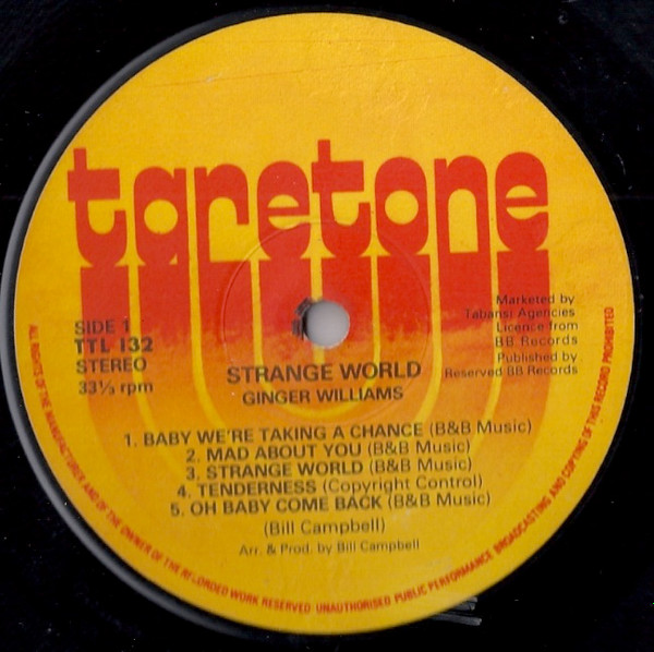 label - Ginger Williams - Strange World