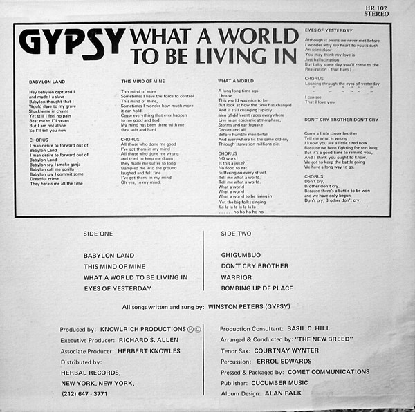 back - Gypsy - What A World To Be Living In