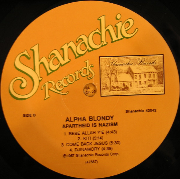 label - Alpha Blondy - Apartheid Is Nazism