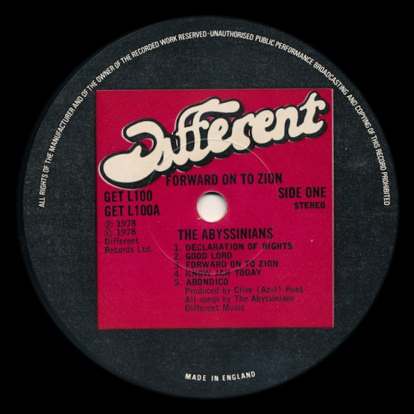 label - The Abyssinians - Forward On To Zion