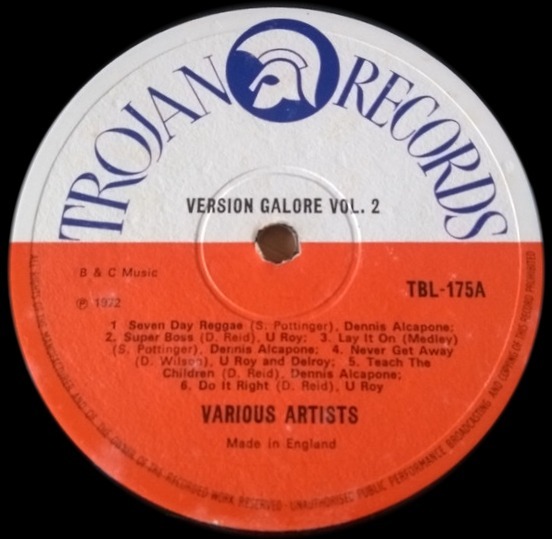 label - U Roy & Dennis Alcapone - Version Galore Vol 2