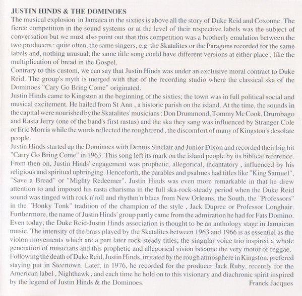 inner - Justin Hinds & The Dominoes - Early Recordings