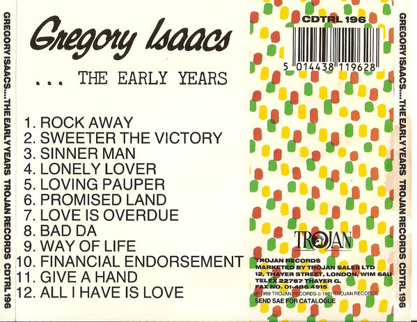 back - Gregory Isaacs - The Early Years