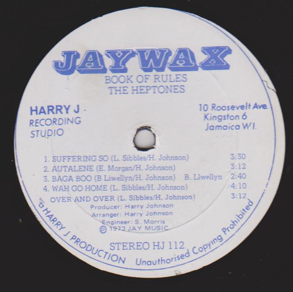 label - The Heptones - Book Of Rules