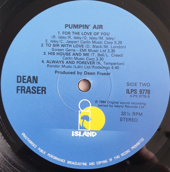 label - Dean Fraser - Pumpin' Air
