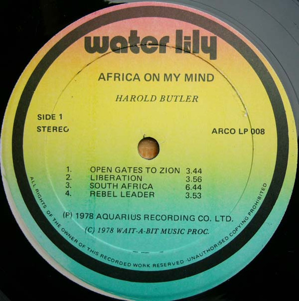 label - Harold Butler - Africa On My Mind