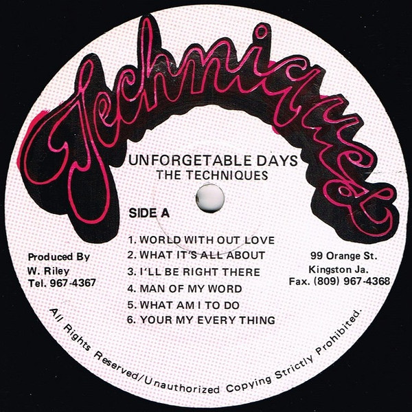 label - The Techniques - Unforgettable Days