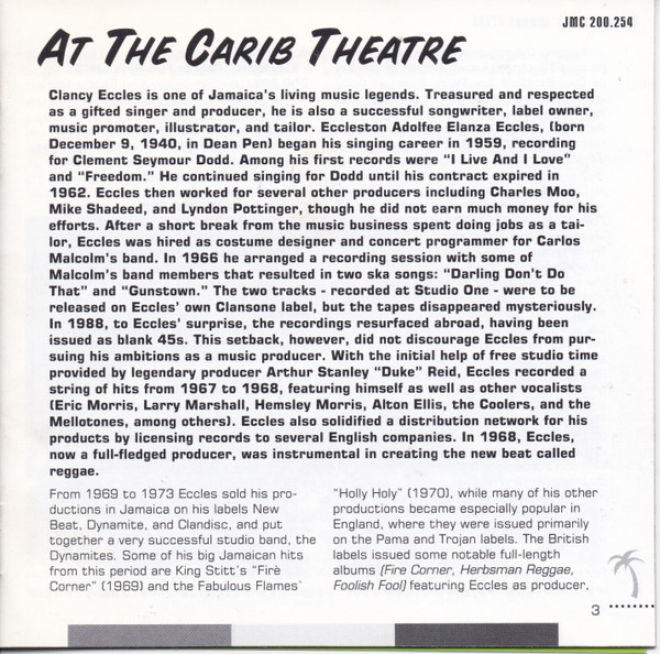 inner - Various Artists - Clancy Eccles Reggae Revue At The Carib Theatre