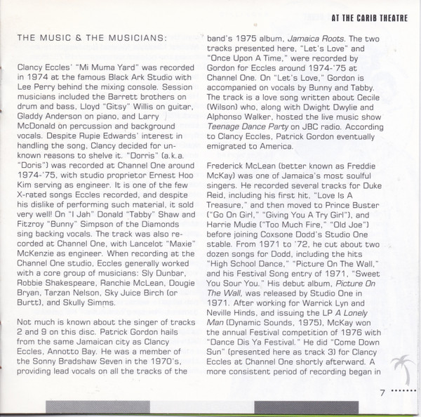 inner - Various Artists - Clancy Eccles Reggae Revue At The Carib Theatre