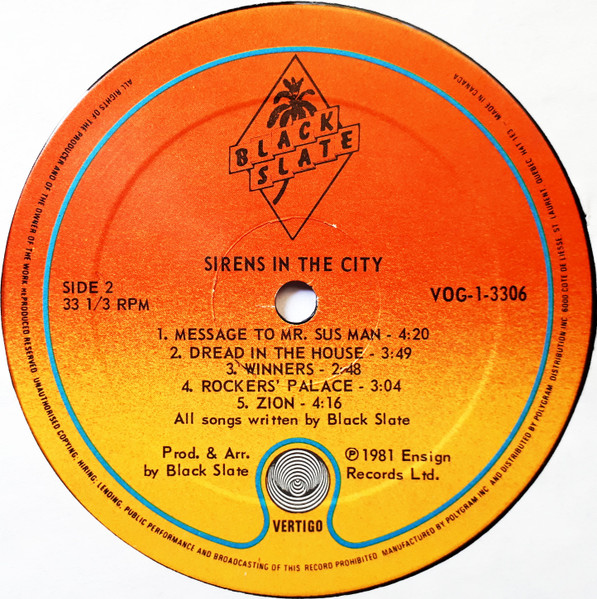 label - Black Slate - Sirens In The City