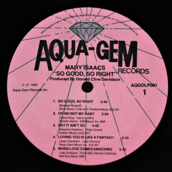 label - Mary Isaacs - So Good, So Right