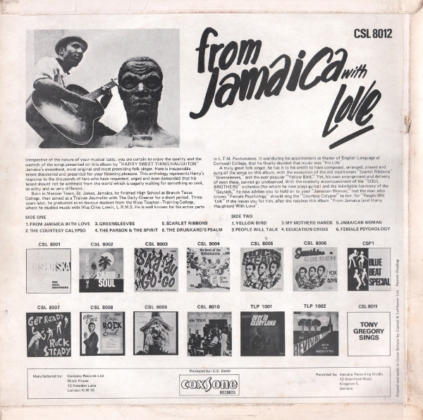 back - Harry Sweeting - From Jamaica With Love