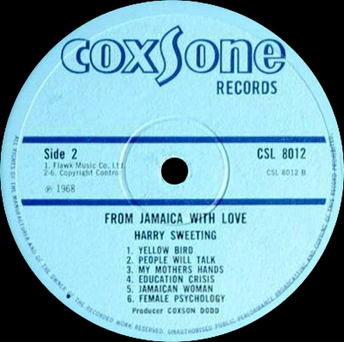 label - Harry Sweeting - From Jamaica With Love