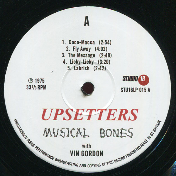 label - Vin Gordon & The Upsetters - Musical Bones