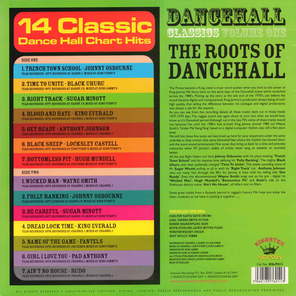back - Various Artists - Dancehall Classics Volume 1: The Roots Of Dancehall