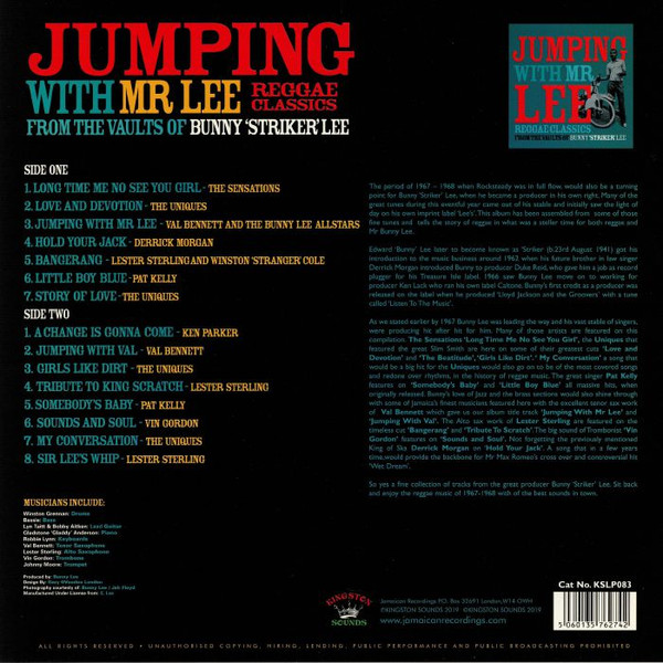 back - Various Artists - Jumping With Mr Lee (Reggae Classics From The Vault Of Bunny "Striker" Lee)