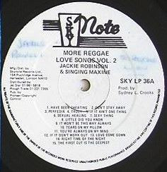label - Jackie Pioneer & Singing Maxine - More Reggae Love Songs Vol. 2