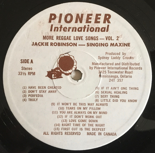 label - Jackie Pioneer & Singing Maxine - More Reggae Love Songs Vol. 2