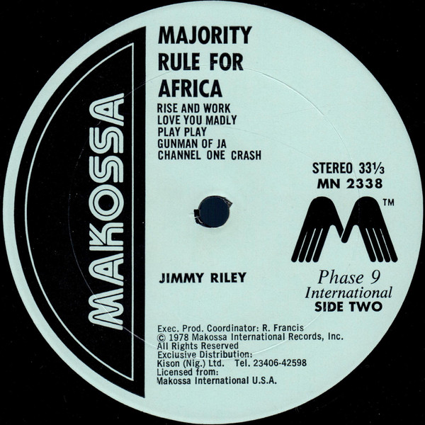 label - Jimmy Riley - Majority Rule For Africa