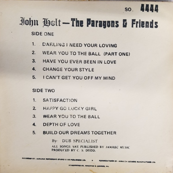 back - John Holt - The Paragon & Friends