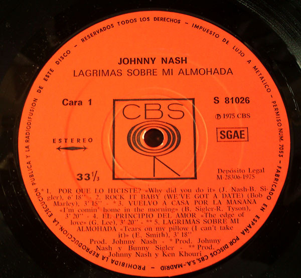 label - Johnny Nash - Tears On My Pillow