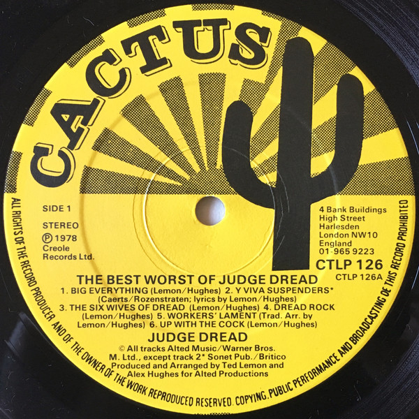 label - Judge Dread - The Worst Of Judge Dread