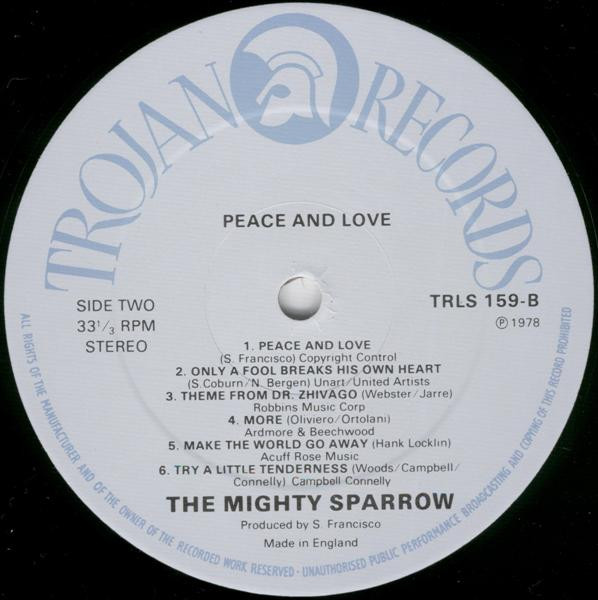 label - Mighty Sparrow With Byron Lee & The Dragonaires - Peace And Love
