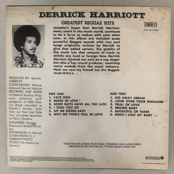 back - Derrick Harriott - Greatest Reggae Hits