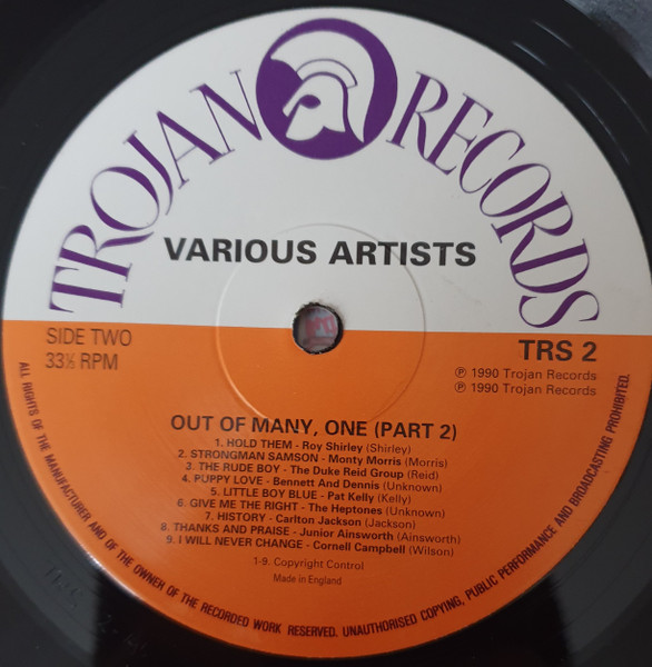 label - Various Artists - Out Of Many, One - Jamaican Music Part Two