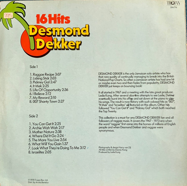 back - Desmond Dekker & The Aces - Dekker's Sweet Sixteen Hits