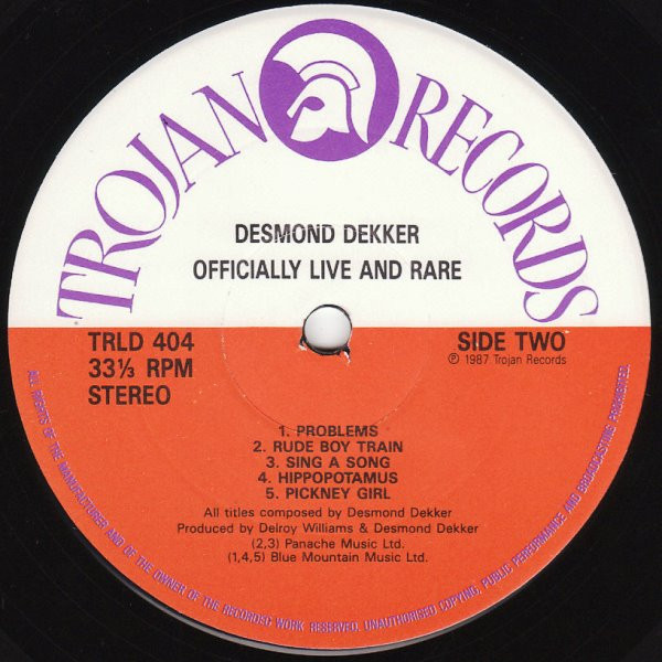 label - Desmond Dekker - Officially Live And Rare