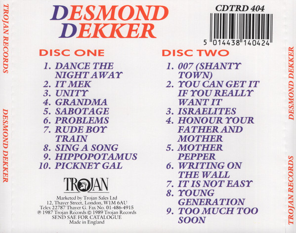 back - Desmond Dekker - Officially Live And Rare