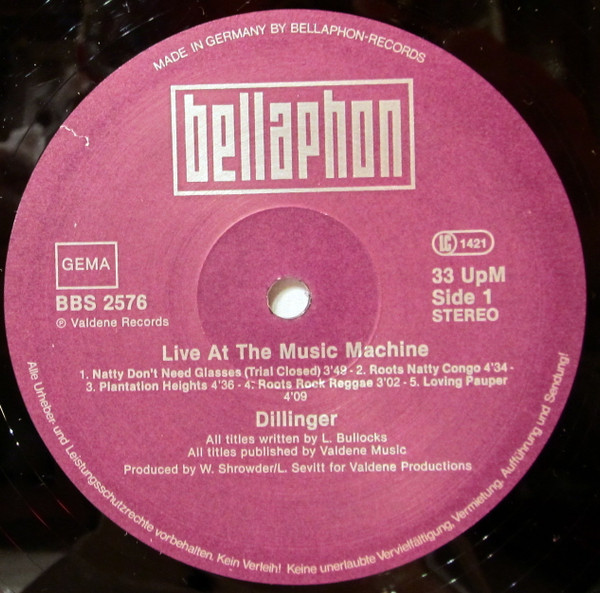 label - Dillinger - Live At The Music Machine