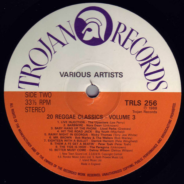 label - Various Artists - 20 Reggae Classics Volume 3