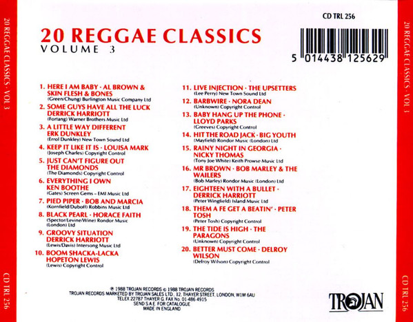 back - Various Artists - 20 Reggae Classics Volume 3