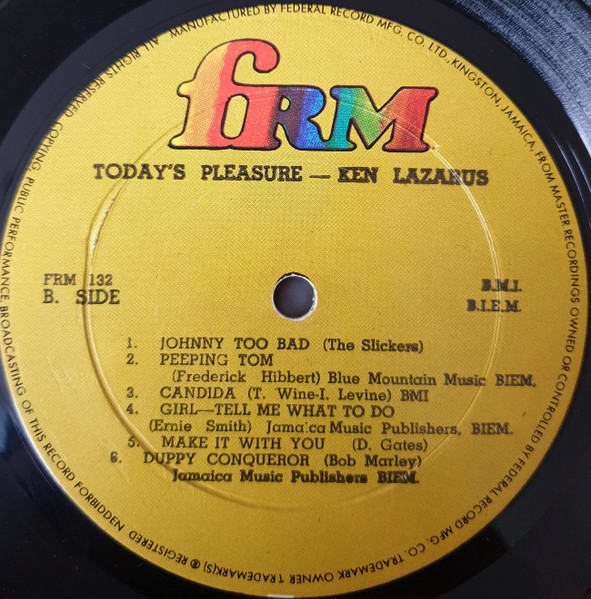 label - Ken Lazarus - Today's Pleasure