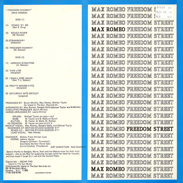 back - Max Romeo - Freedom Street