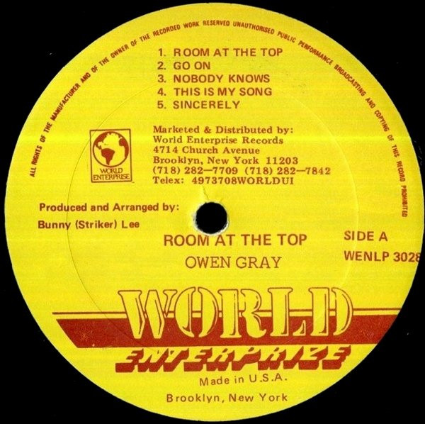 label - Sly Dunbar & Robbie Shakespeare & Owen Gray - Reggae On Top