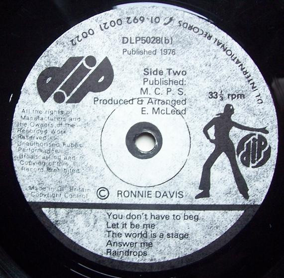 label - Ronnie Davis - Presents Beautiful People From Jamaica