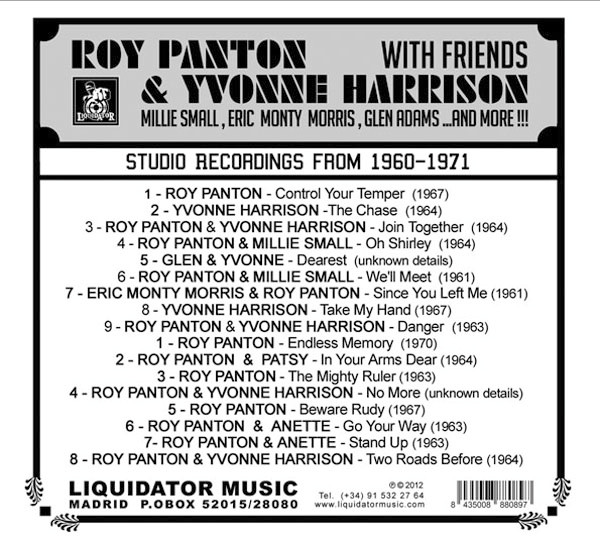 back - Roy Panton & Yvonne Harrison With Friends - Studio Recordings 1961-1970
