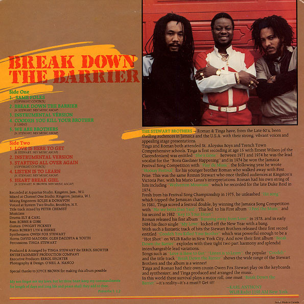 back - Stewart Brothers - Break Down The Barrier