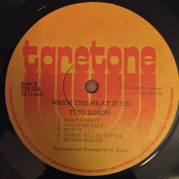 label - Tito Simon - When The Heat Is On