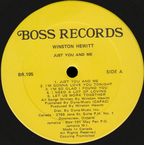 label - Winston Hewitt - Just You And Me