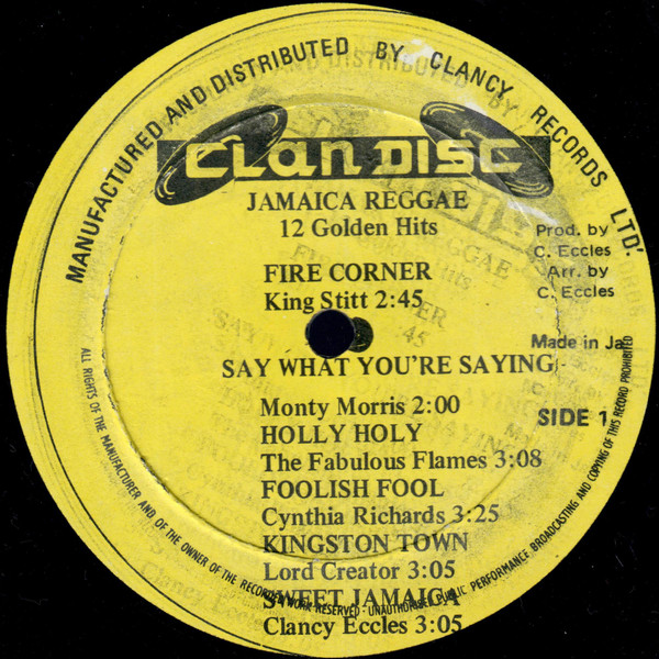 label - Various Artists - Jamaica Reggae - 12 Golden Hits Vol.1