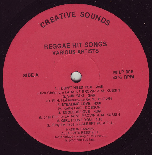 label - Various Artists - Reggae Hits Songs