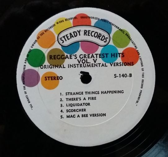 label - Various Artists - Reggae's Greatest Hits Vol. V - Original Instrumental Versions