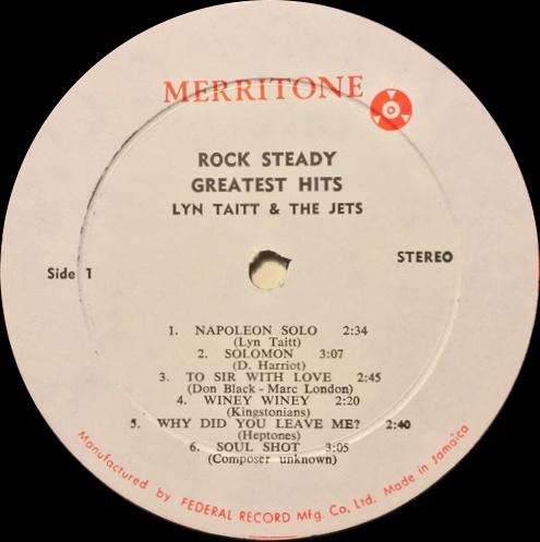 label - Lynn Taitt & The Jets - Rock Steady Greatest Hits
