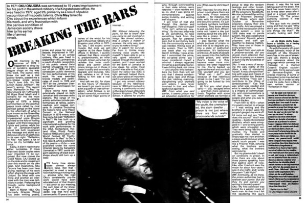 Oku Onuora featured in the May 1981 issue of Black Music & Jazz Review...