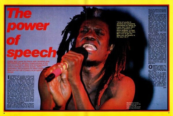 Mutabaruka featured in the June 1984 edition of Black Music & Jazz Review...