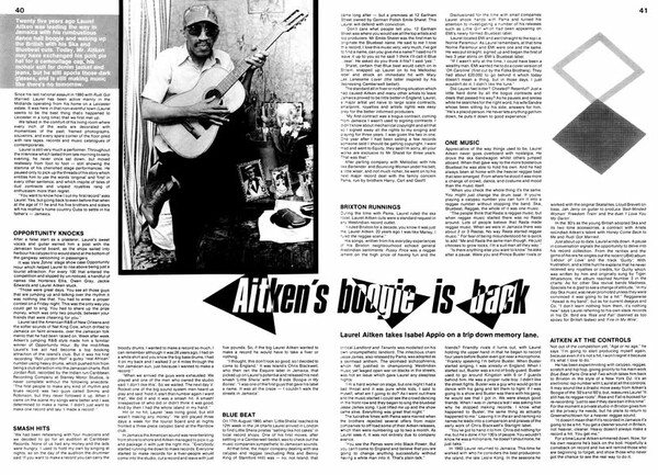 Laurel  Aitken featured in the June 1984 edition of Black Beat International...